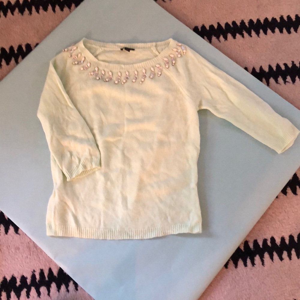 Light green Ann Taylor sweater w jewel detail
